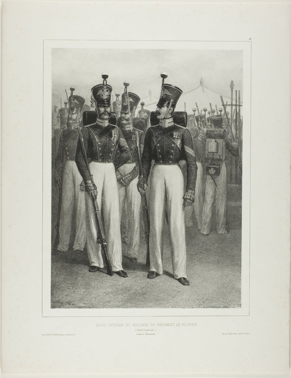 Sous-officier et soldats du régiment de Volhynie (Garde impériale), camp de Vosnessensk - Denis Auguste Marie Raffet