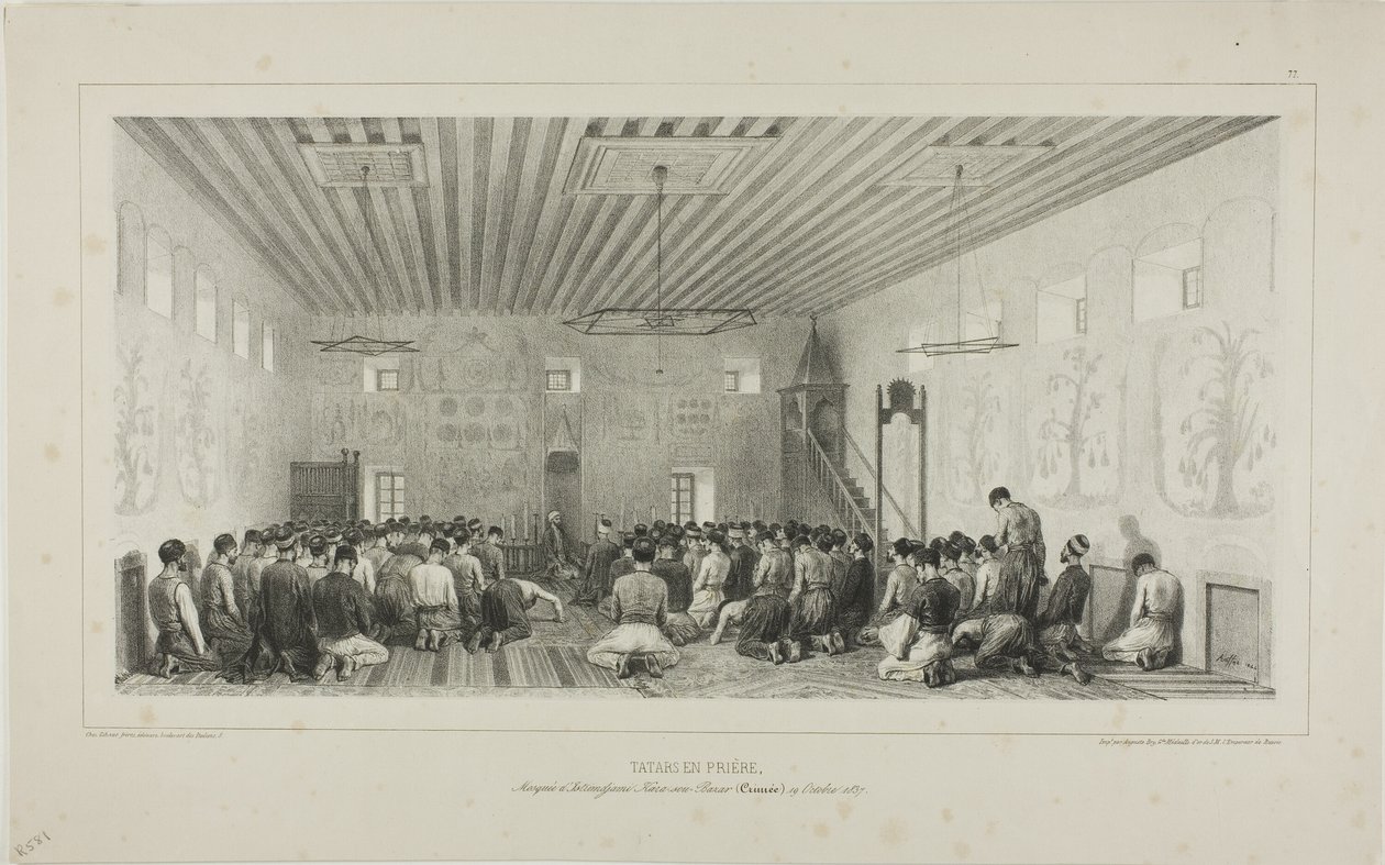 Tartares en prière, Istrimdjami-Kara-sou-Bazar, Crimée, 19 octobre 1837 - Denis Auguste Marie Raffet