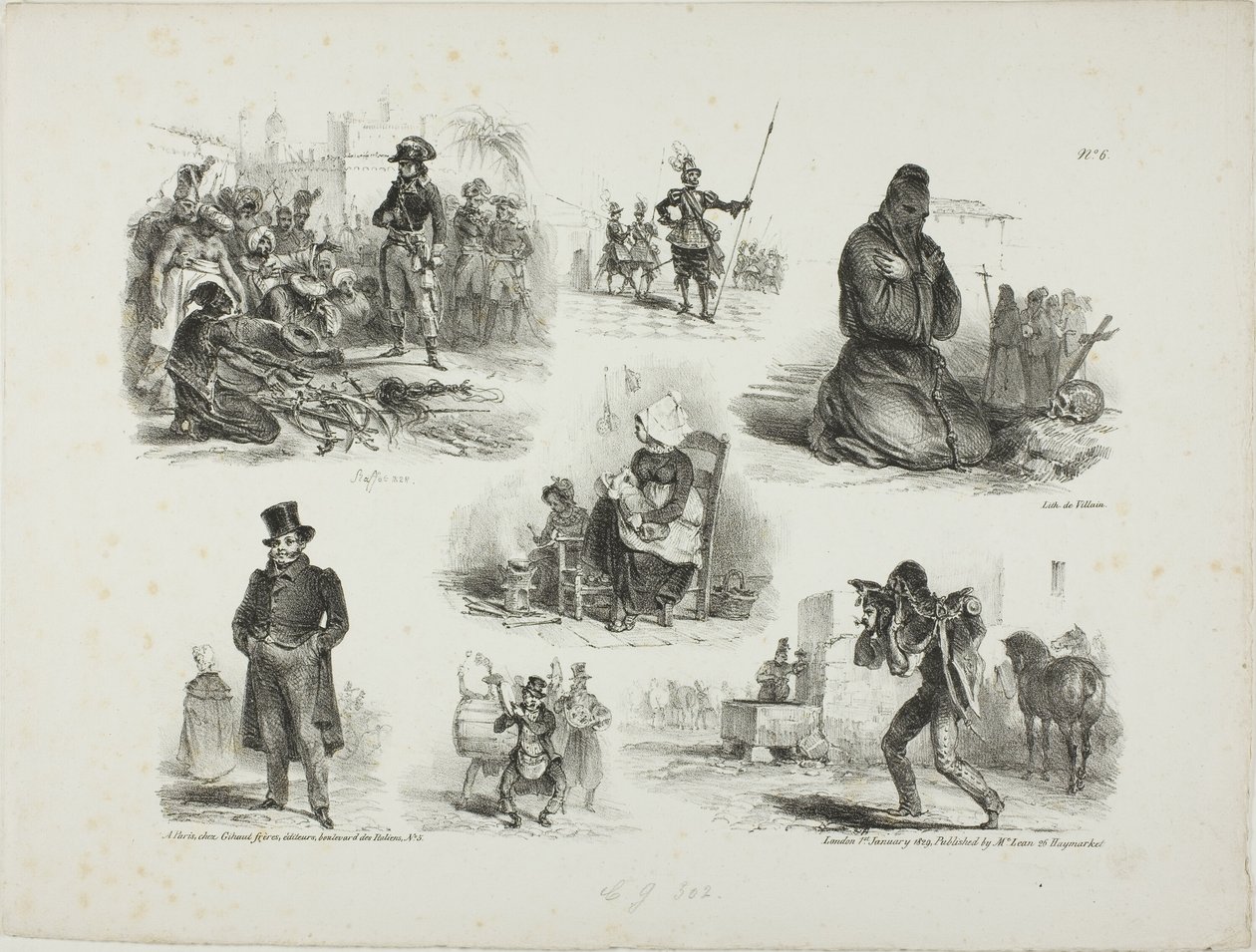 Feuille de croquis - Denis Auguste Marie Raffet