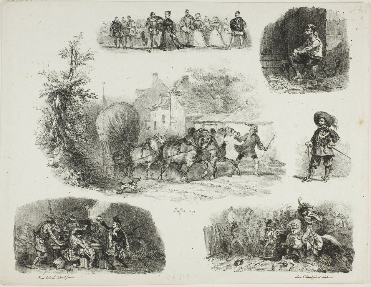 Feuille de croquis - Denis Auguste Marie Raffet