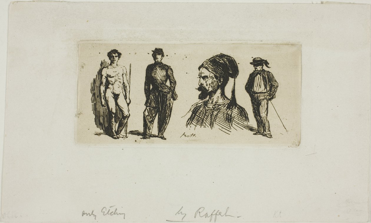 Feuille de croquis - Denis Auguste Marie Raffet