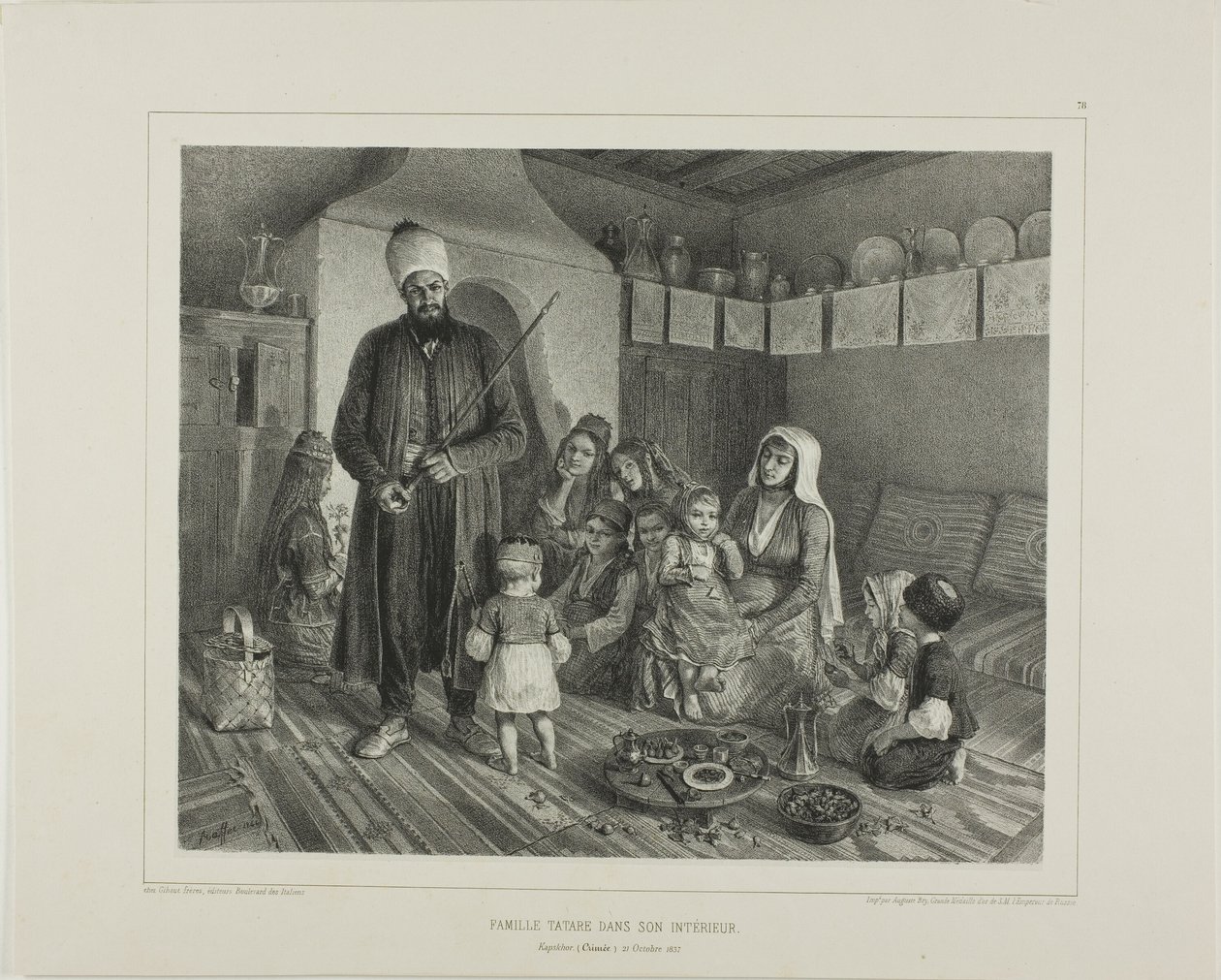 Famille tartare chez eux, Kapskhor, Crimée, 21 octobre 1837 - Denis Auguste Marie Raffet