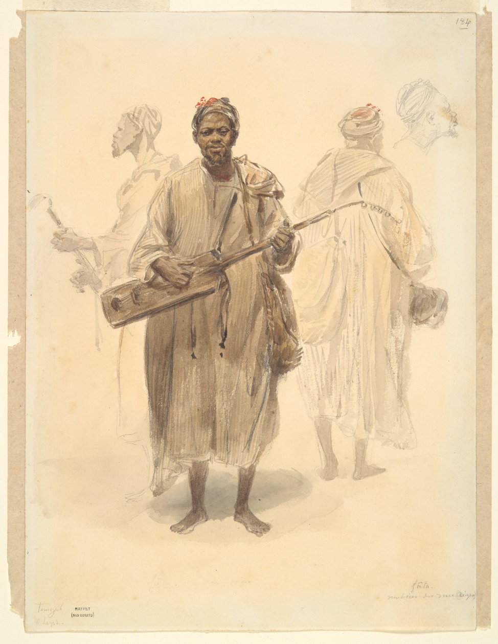 Un Maure musicien des rues à Tanger - Denis-Auguste-Marie Raffet
