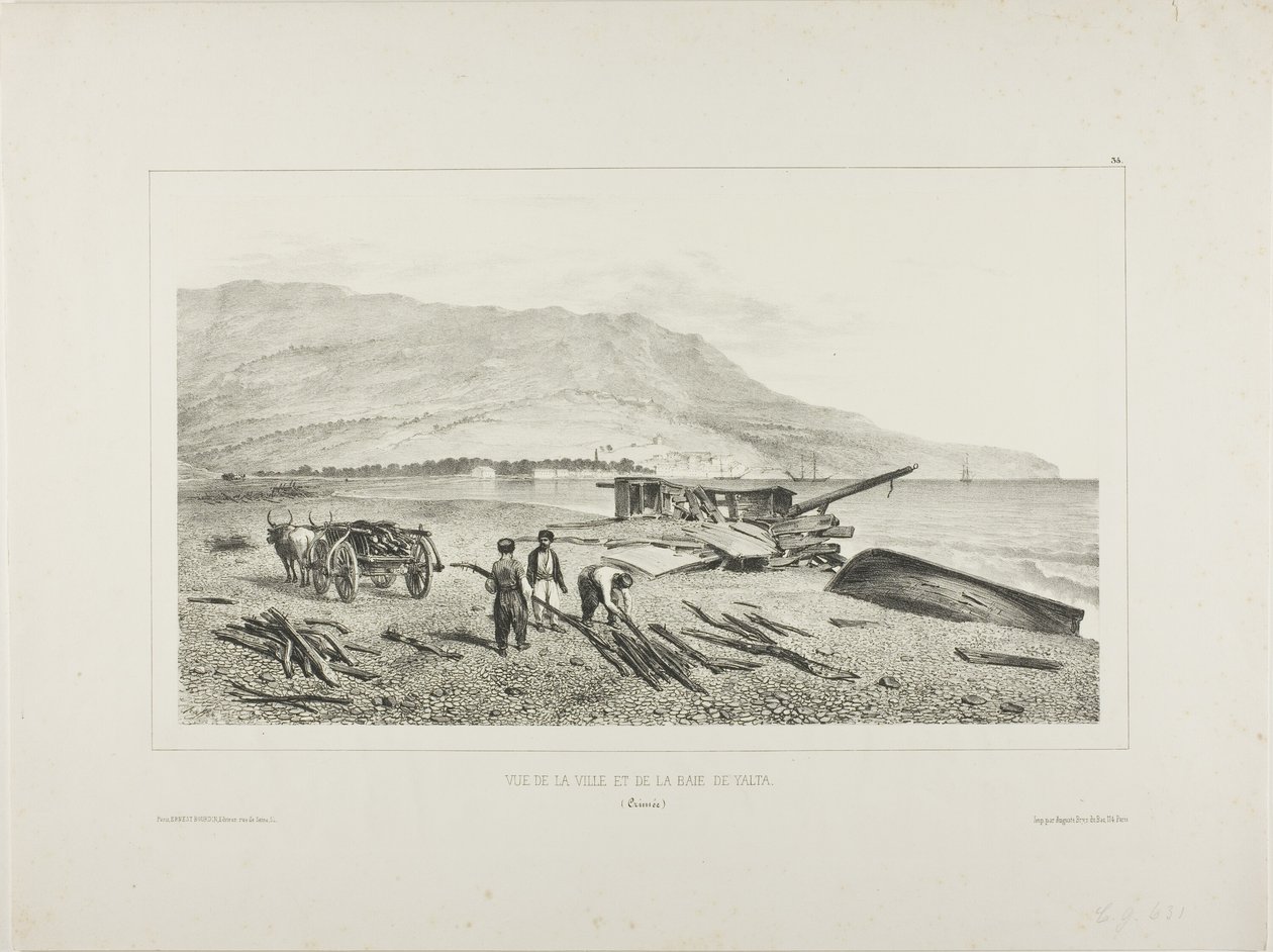 Vue du village et de la baie de Yalta, Crimée, 15 août 1837 - Denis Auguste Marie Raffet
