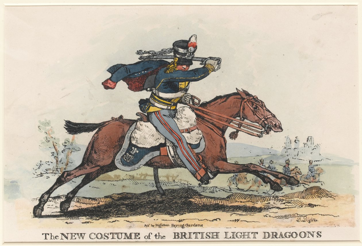 Le nouveau costume des dragons légers britanniques (eau-forte) - Denis Dighton