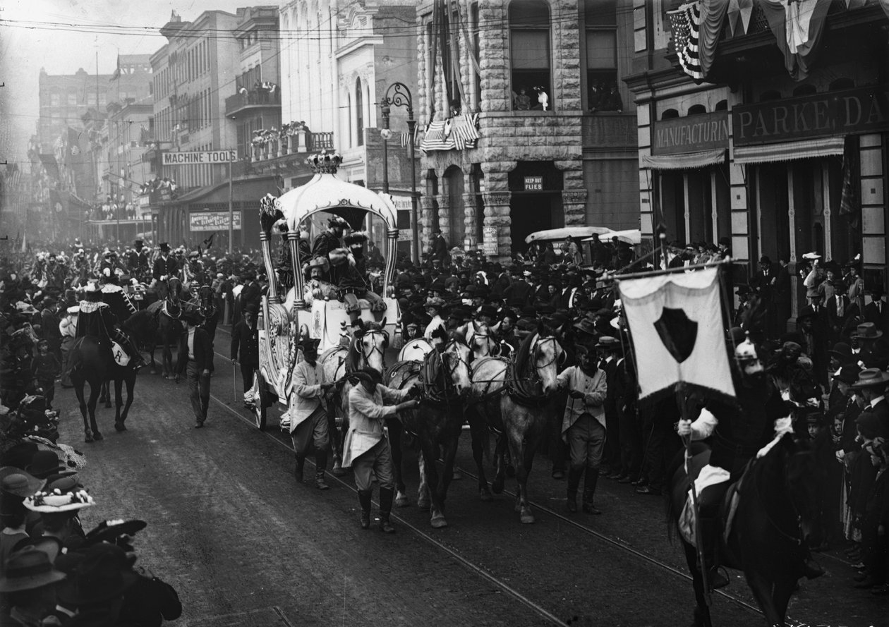 Jour de Mardi Gras, Rex passant par Camp Street, La Nouvelle-Orléans, vers 1900-06 - Detroit Publishing Co.