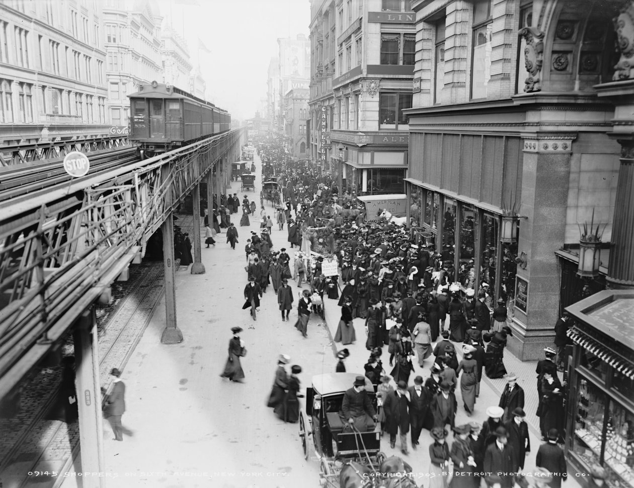 Acheteurs sur la Sixième Avenue, New York, vers 1903 - Detroit Publishing Co.