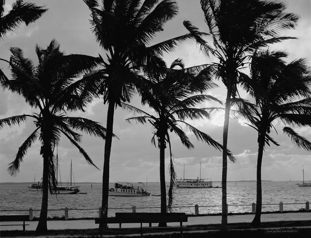 Coucher de soleil, Biscayne Bay, Miami, Floride, c.1910-20 - Detroit Publishing Co.
