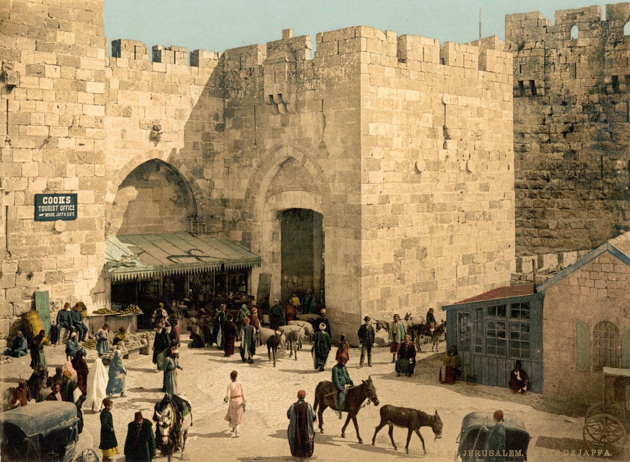 La porte de Jaffa, Jérusalem, Terre Sainte, vers 1890-1900 - Detroit Photographic Co.