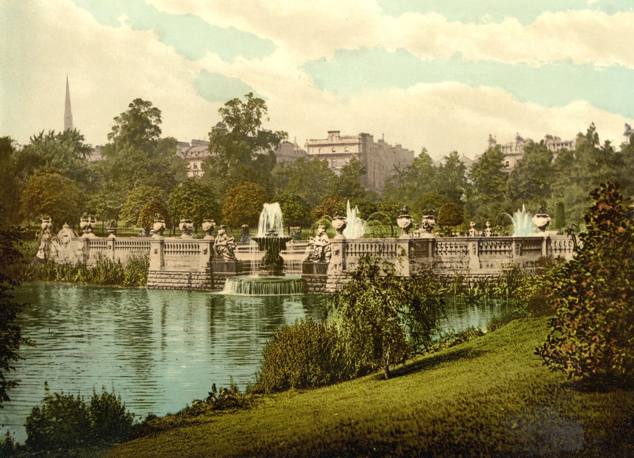 Fontaines aux jardins de Kensington, Londres, vers 1890-1900 - Detroit Publishing Co.