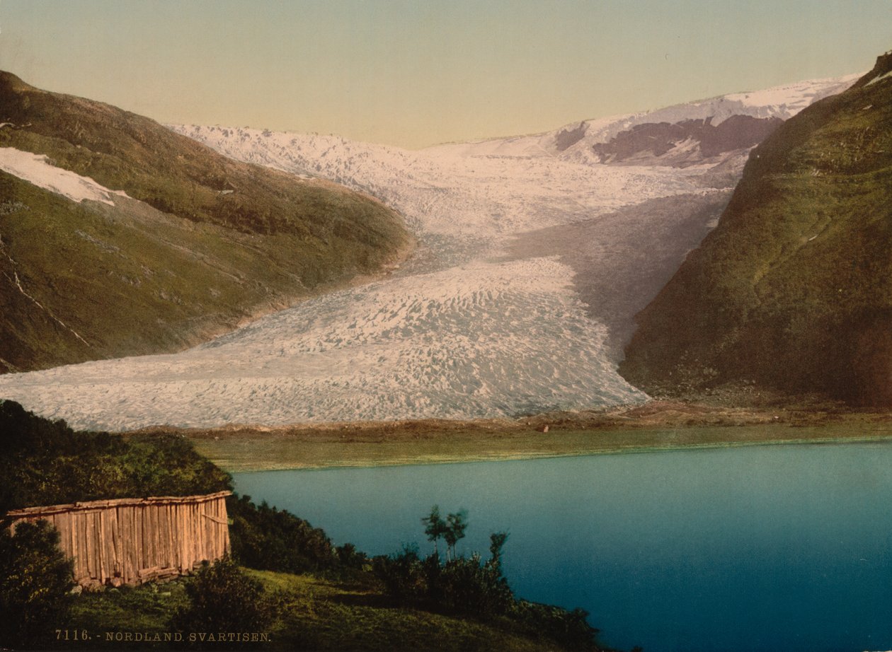 Glacier, Svartisen, Norvège, impression photochrome, c.1900 - Detroit Publishing Co.