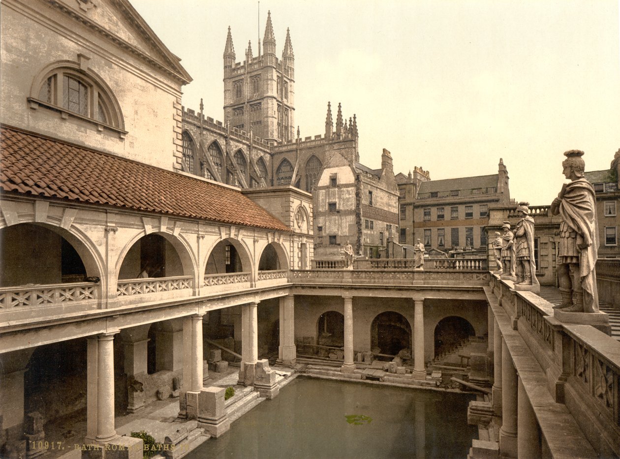 Bains romains et abbaye, Bath, vers 1890-1900 (tirage photochrome) - Detroit Publishing Co.