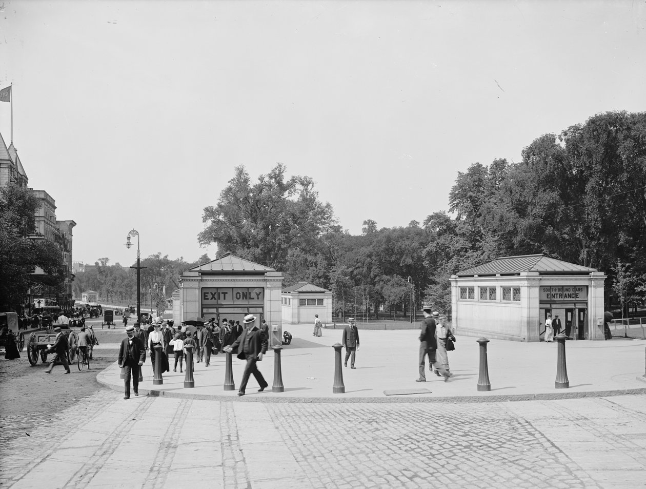 Entrée et sortie du métro, Boston Common, Boston, Massachusetts, USA, vers 1900 - Detroit Publishing Co.