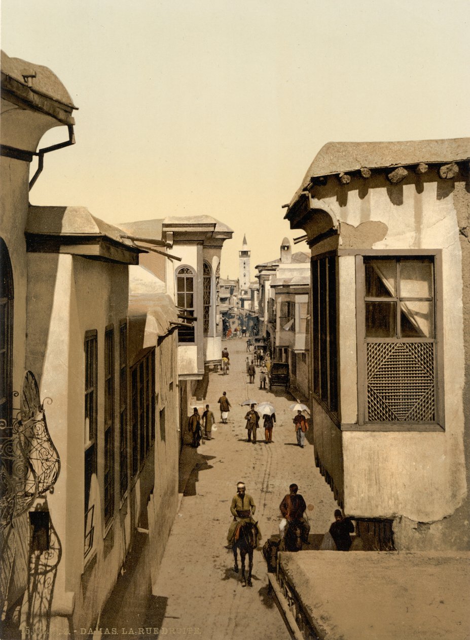 La rue dite droite, Damas, Terre Sainte, Syrie (tirage photochrome) - Detroit Publishing Co.
