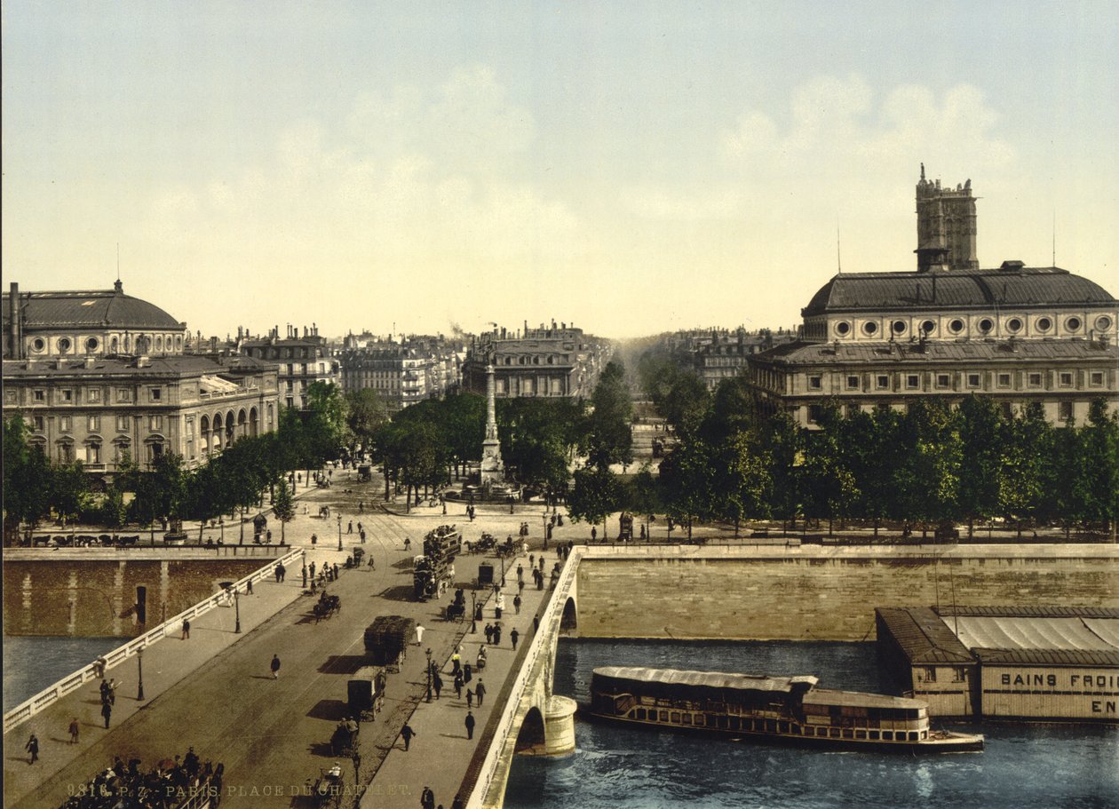 Place du Châtelet, Paris, vers 1890-1900 (photochromie) - Detroit Publishing Co.