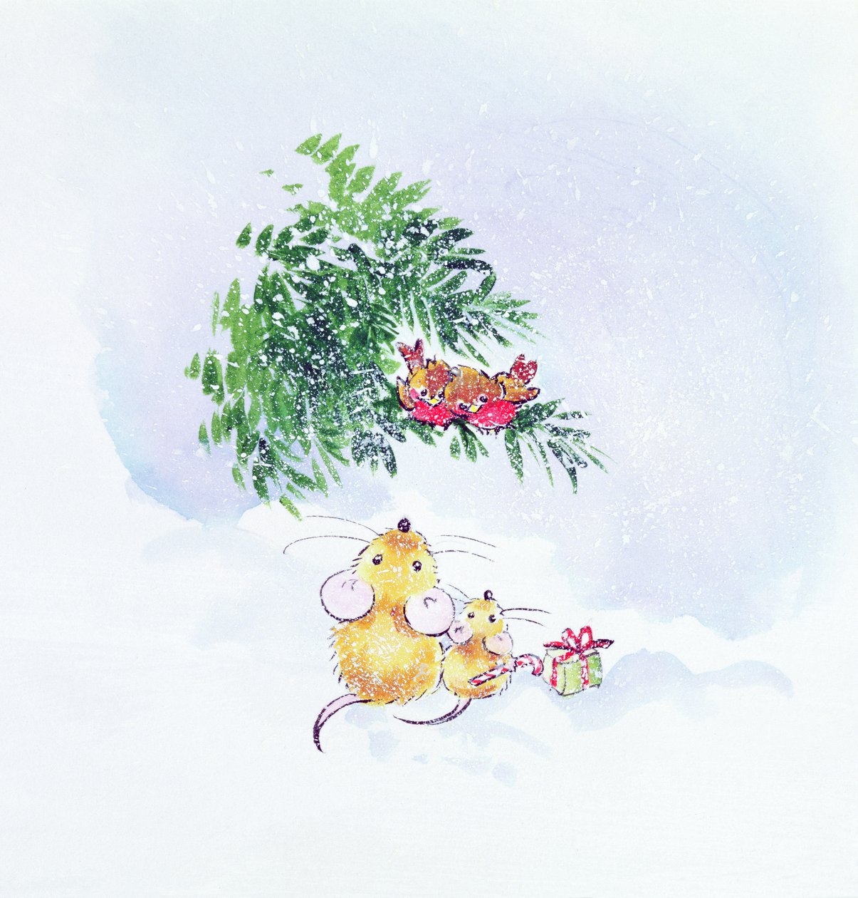 Souris et rouges-gorges de Noël - Diane Matthes