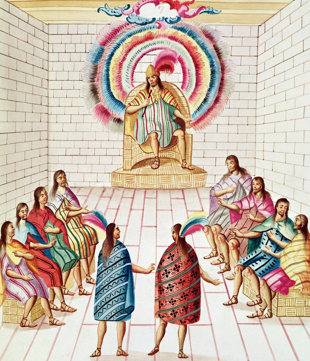 Tome 3 fol.7, Montezuma II et son conseil, de 