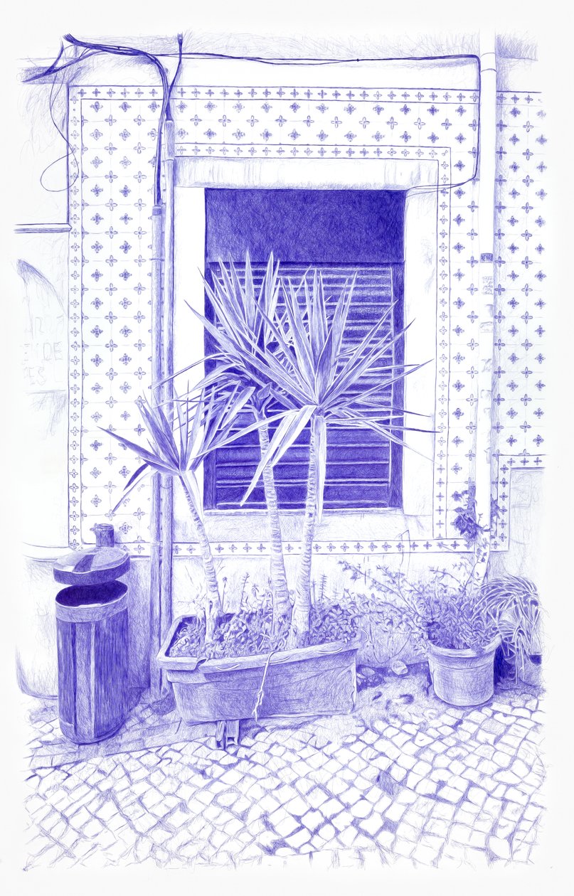 Coin bleu à Lisbonne, 2024 (encre sur toile) - Diego Beyro