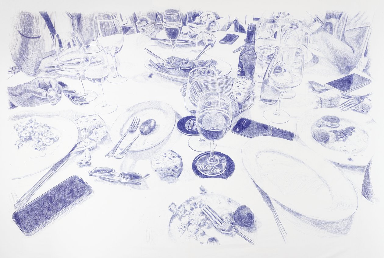 Sobremesa, 2023 (encre sur toile) - Diego Beyro