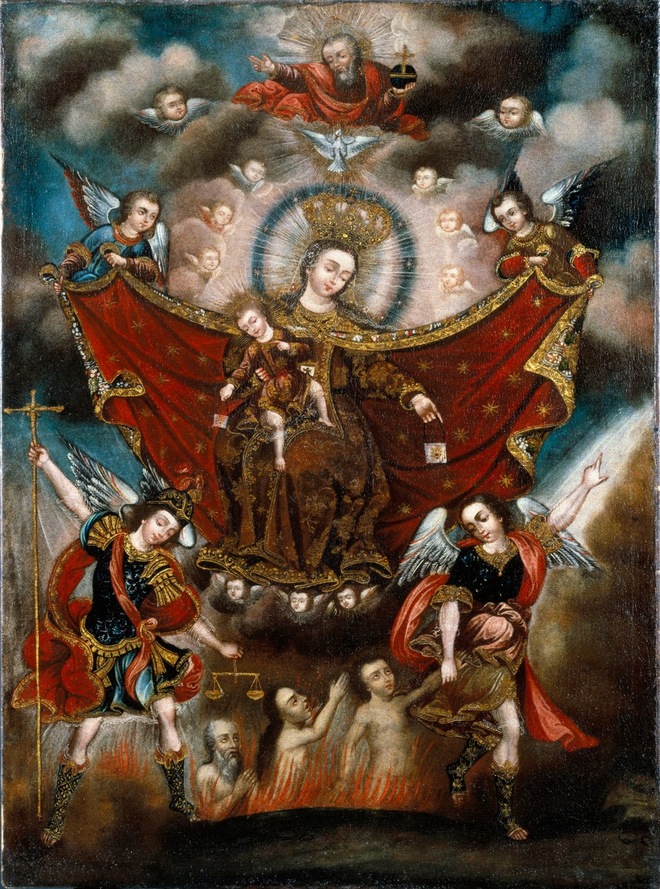 La Vierge du Carmel sauvant des âmes au purgatoire - Diego Quispe Tito