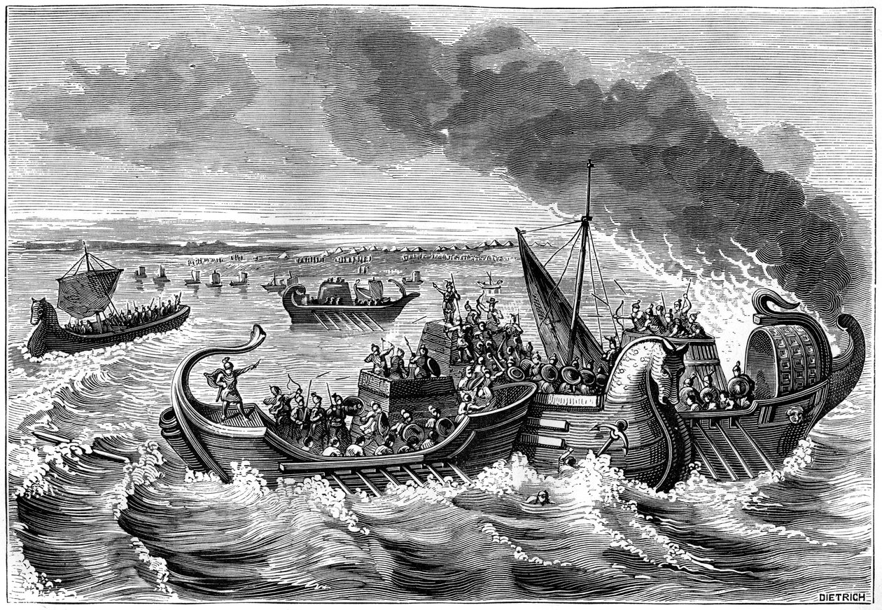 Combat entre navires romains et vénètes, rivière Loire, 56 av. J.-C., 1882-1884 - Dietrich