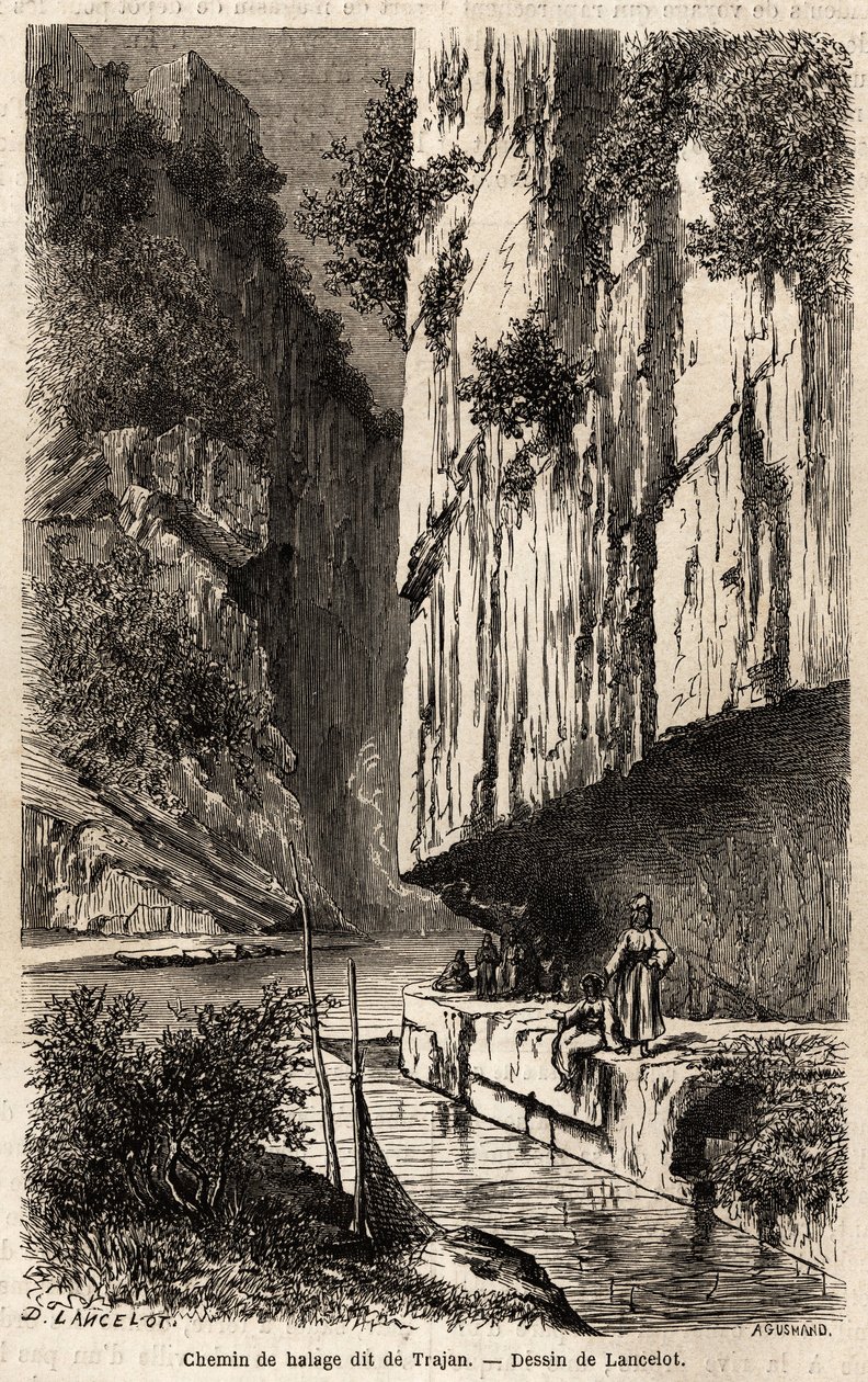 Le chemin de halage sur les rives du Danube, creusé dans la paroi rocheuse, également appelé le chemin de Trajan (53-117, empereur romain), qui l