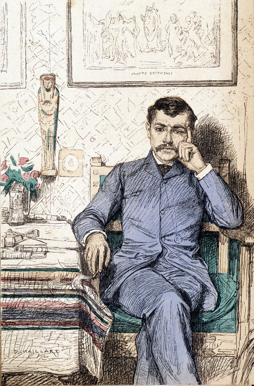 Portrait de Paul Bourget, romancier français (1852-1935) (gravure) - Diogene Ulysse Napoleon Maillart