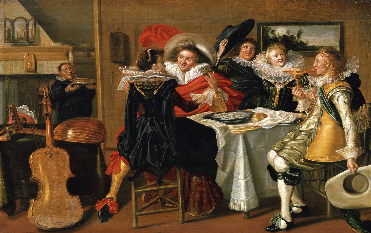 Intérieur avec une joyeuse tablée - Dirck Hals