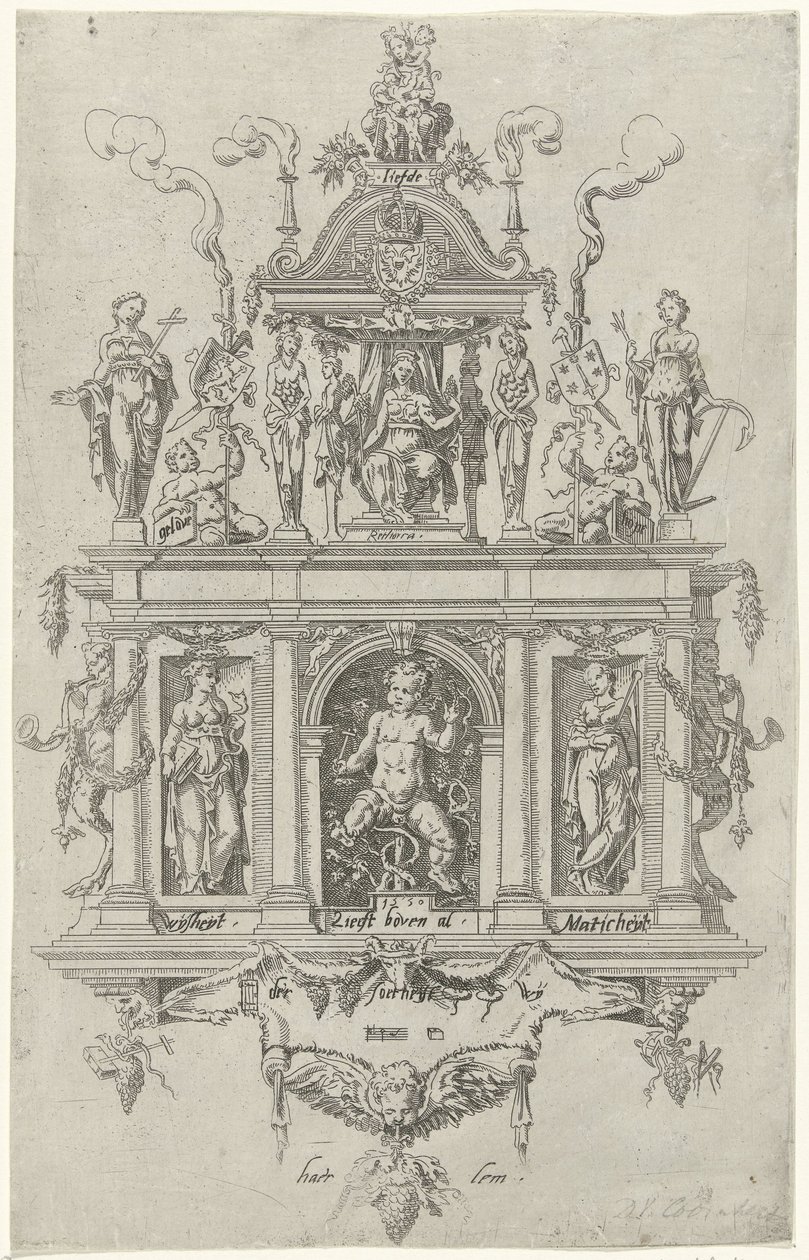 Blason de la chambre de rhétorique de Haarlem De Wijngaertrancken - Dirck Volckertsz. Coornhert (attributed to)