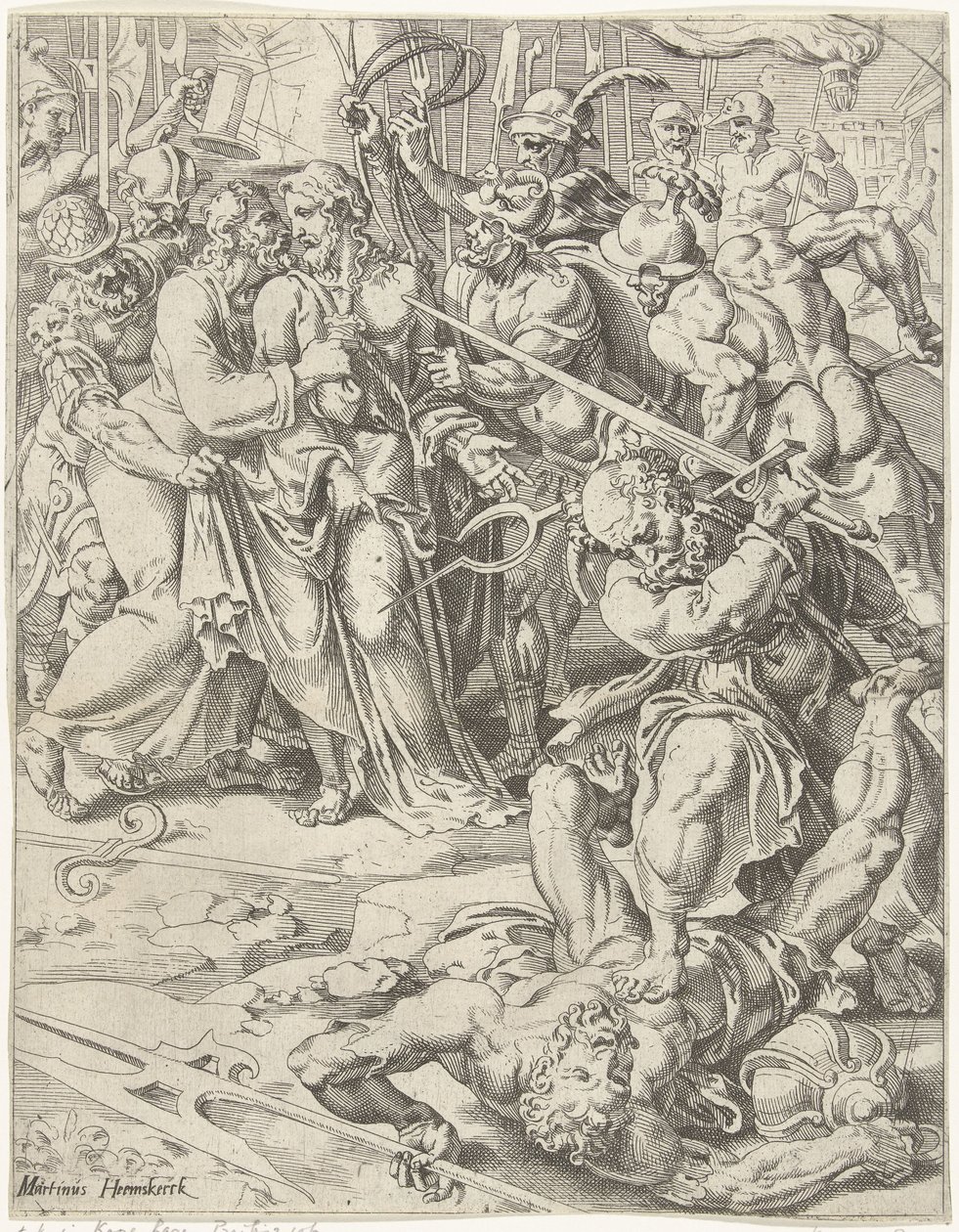 Baiser de Judas et arrestation du Christ - Dirck Volckertsz. Coornhert (attributed to)