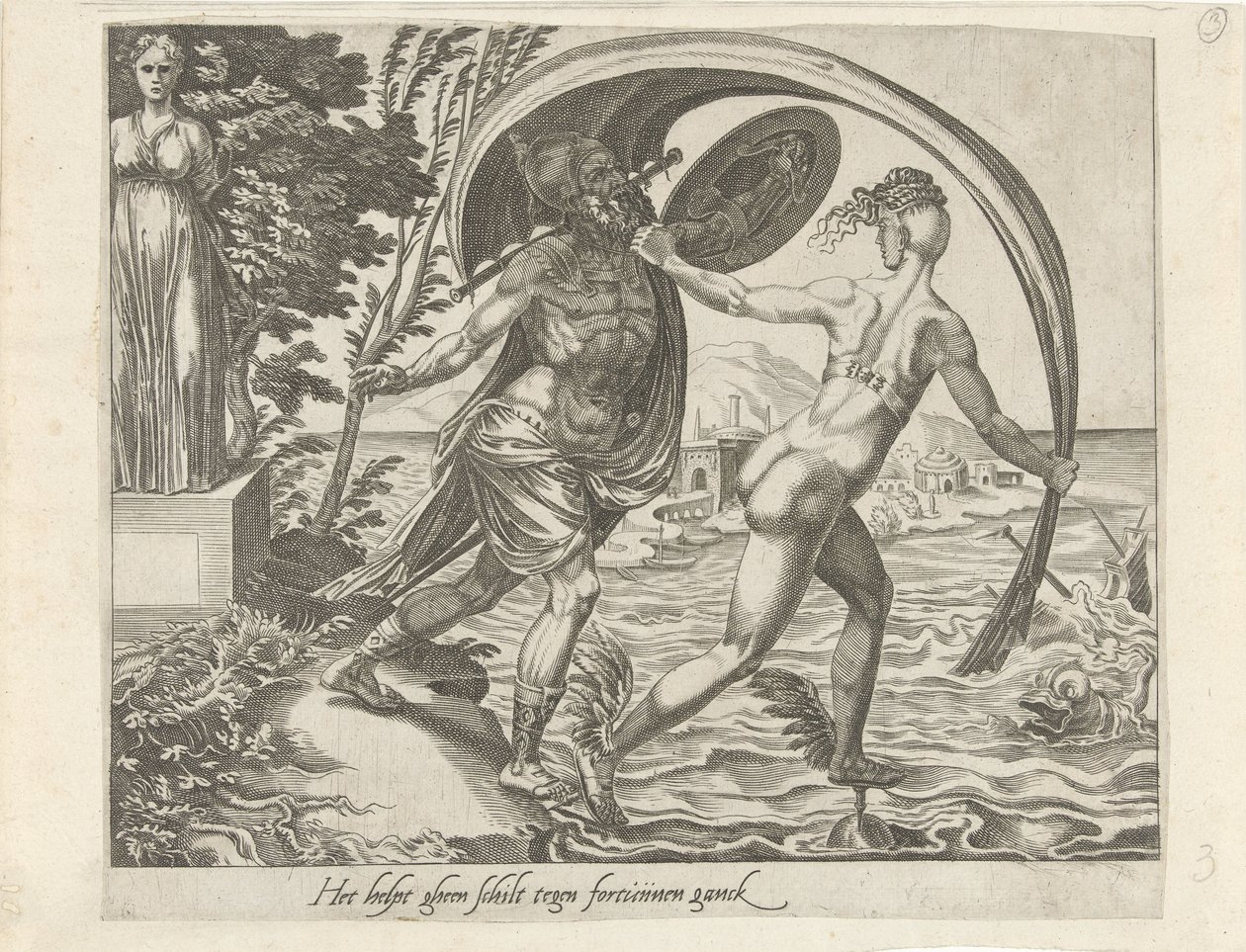 Aucun bouclier ne protège contre le malheur; Plus grande est votre fortune, plus grands sont vos chagrins - Dirck Volckertsz. Coornhert (attributed to)
