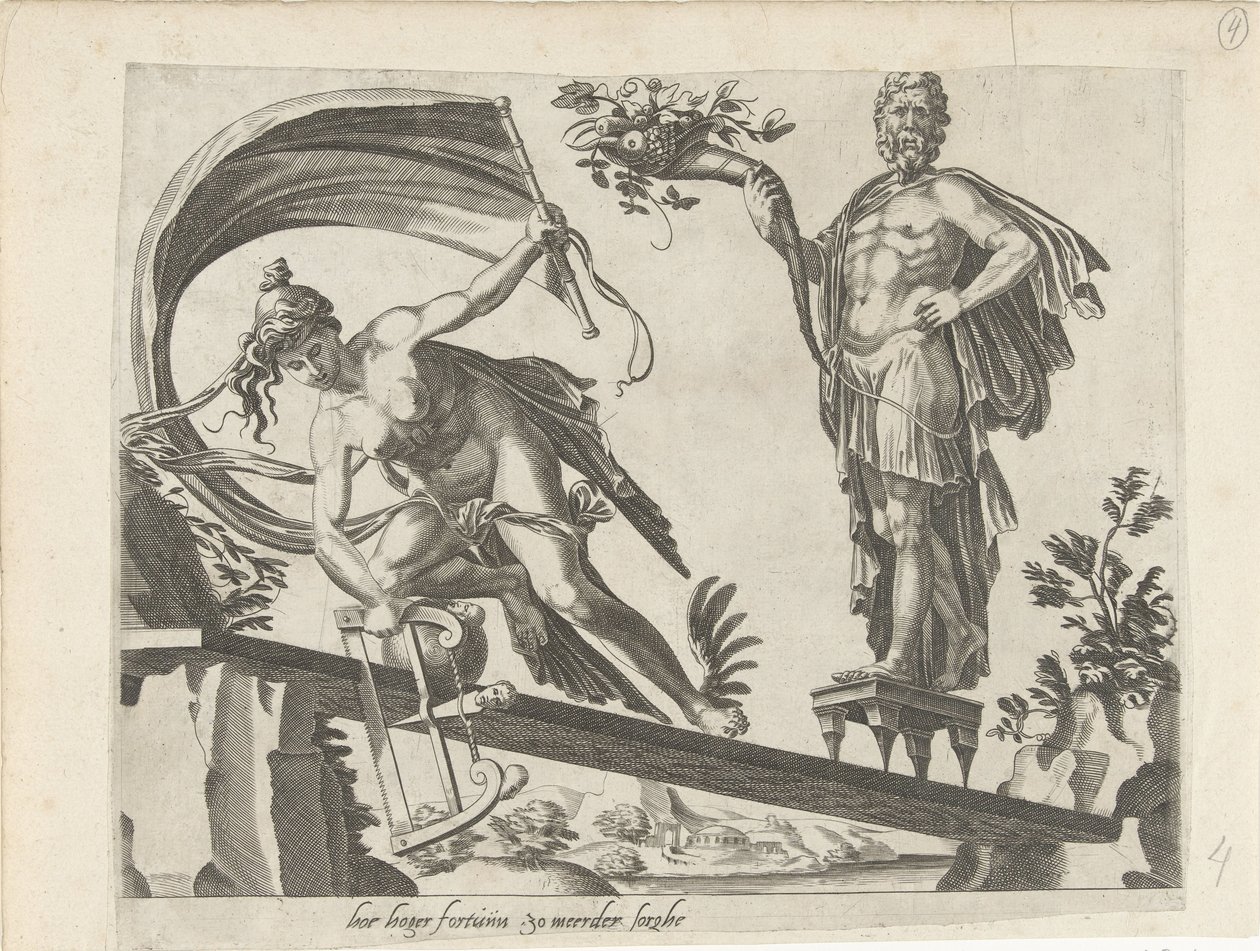 Aucun bouclier ne protège contre le malheur; Plus votre fortune est grande, plus vos peines sont grandes - Dirck Volckertsz. Coornhert (attributed to)