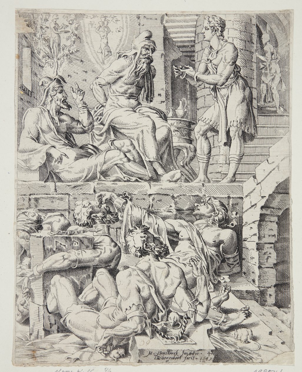 Joseph interprétant les rêves du majordome et du boulanger - Dirck Volckertsz. Coornhert