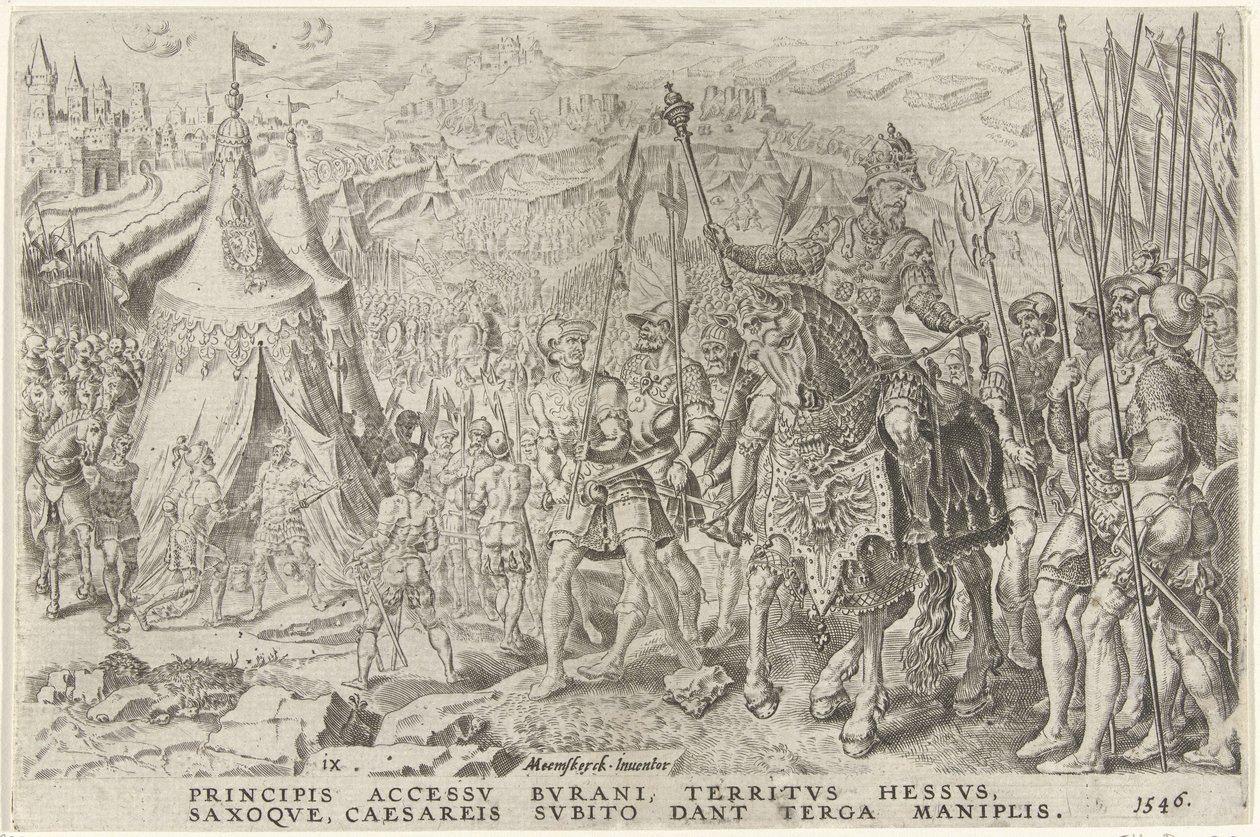 Camp impérial à Ingolstadt, 1546, Victoires de Charles V (titre de la série) - Dirck Volckertsz. Coornhert
