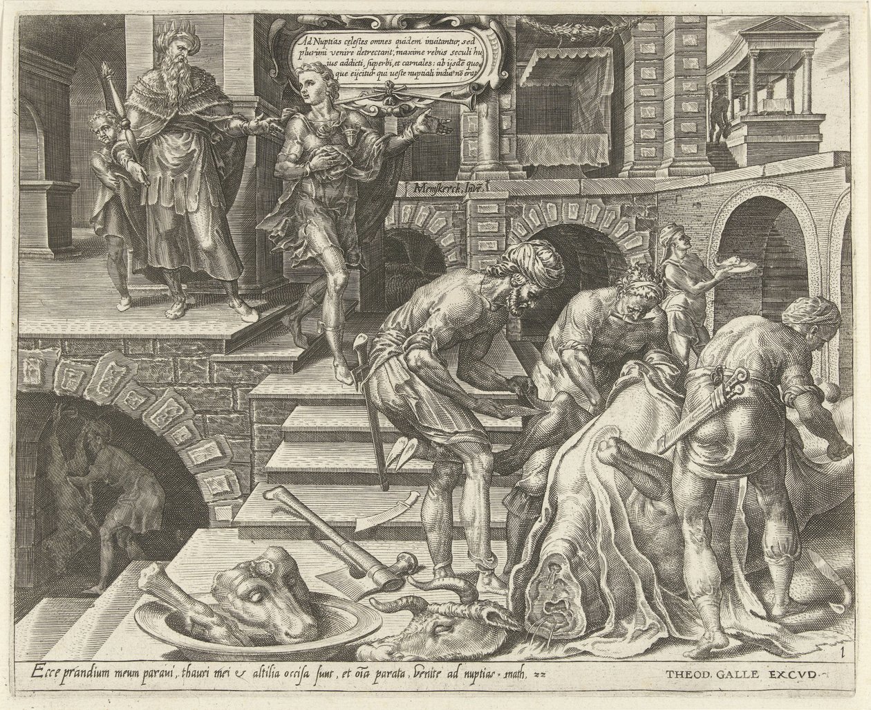 Préparatifs pour la fête de mariage (Gelijkenis van een bruiloftsfeest) - Dirck Volckertsz. Coornhert