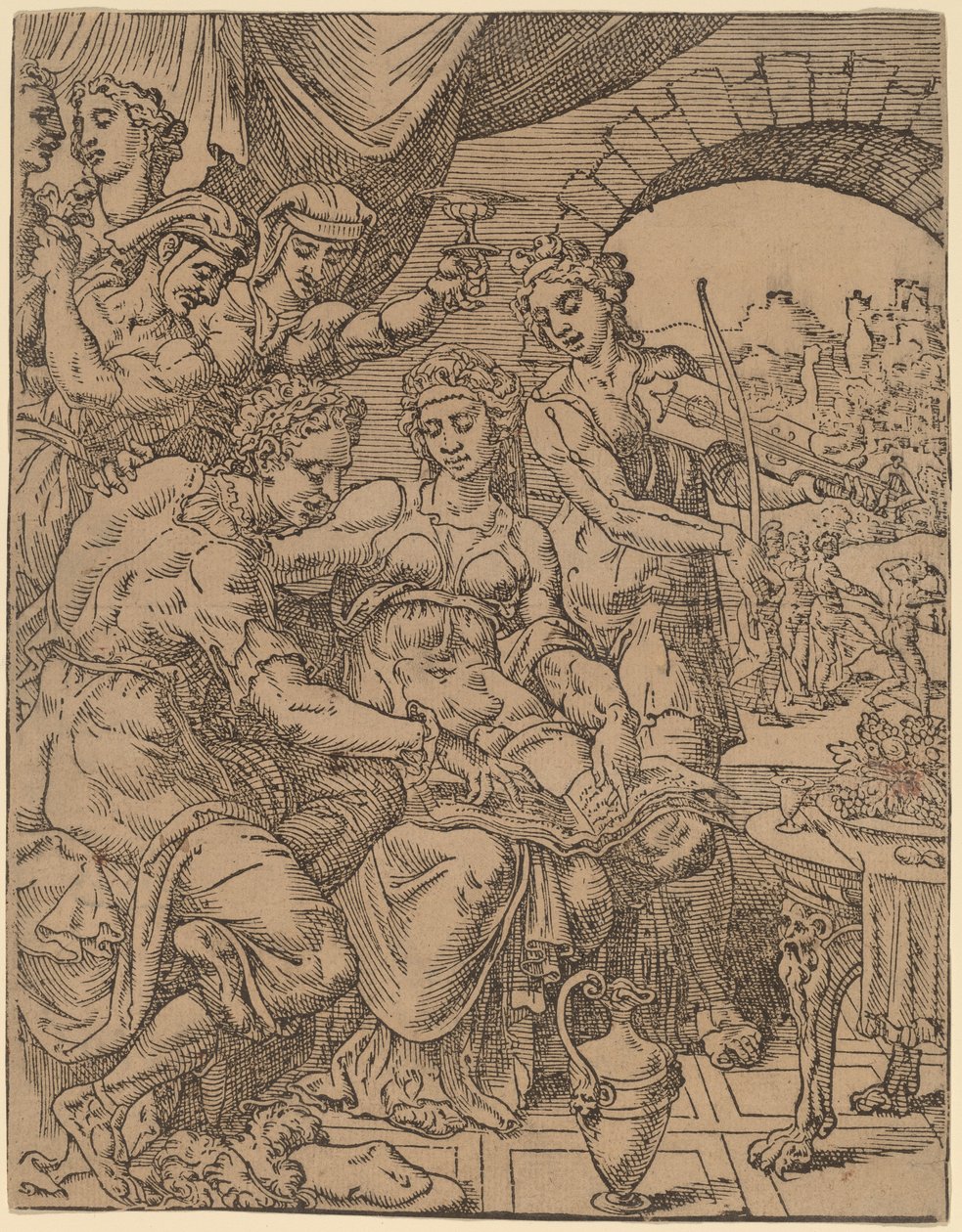 Le Fils prodigue dilapidant son héritage avec des prostituées - Dirck Volckertz Coornhert after Maerten van Heemskerck