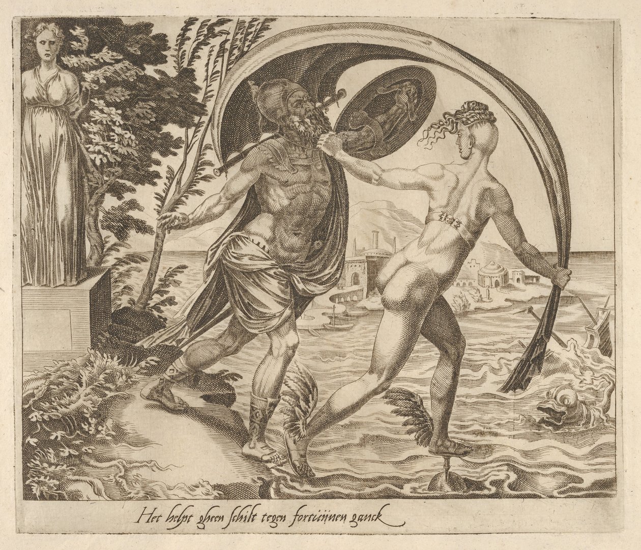 Un bouclier est inutile lorsque la fortune tourne le dos, de Six dictons sur la fortune, vers 1560 - Dirck Volkertsen Coornhert