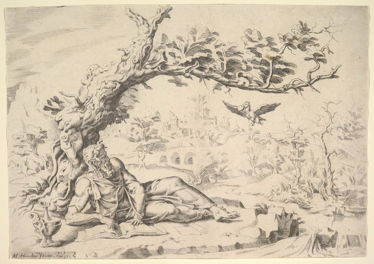 Élie nourri par les corbeaux - Dirck Volkertsen Coornhert