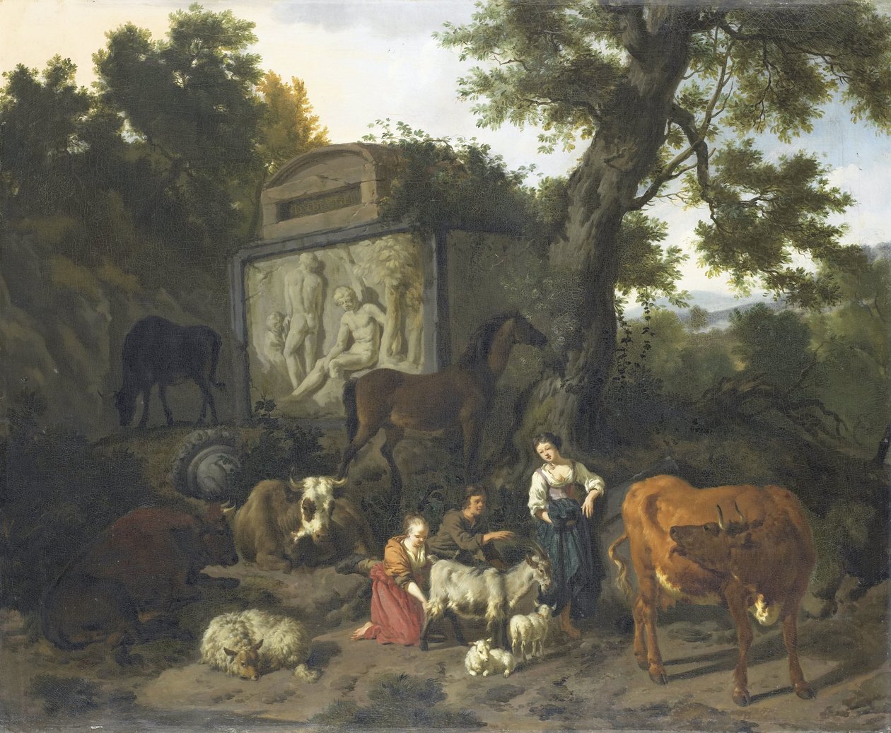 Paysage avec bergers et bétail près d
