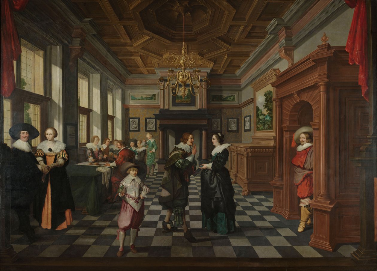Une séquence décorative en sept parties : Un intérieur, 1630-32 - Dirck van Delen