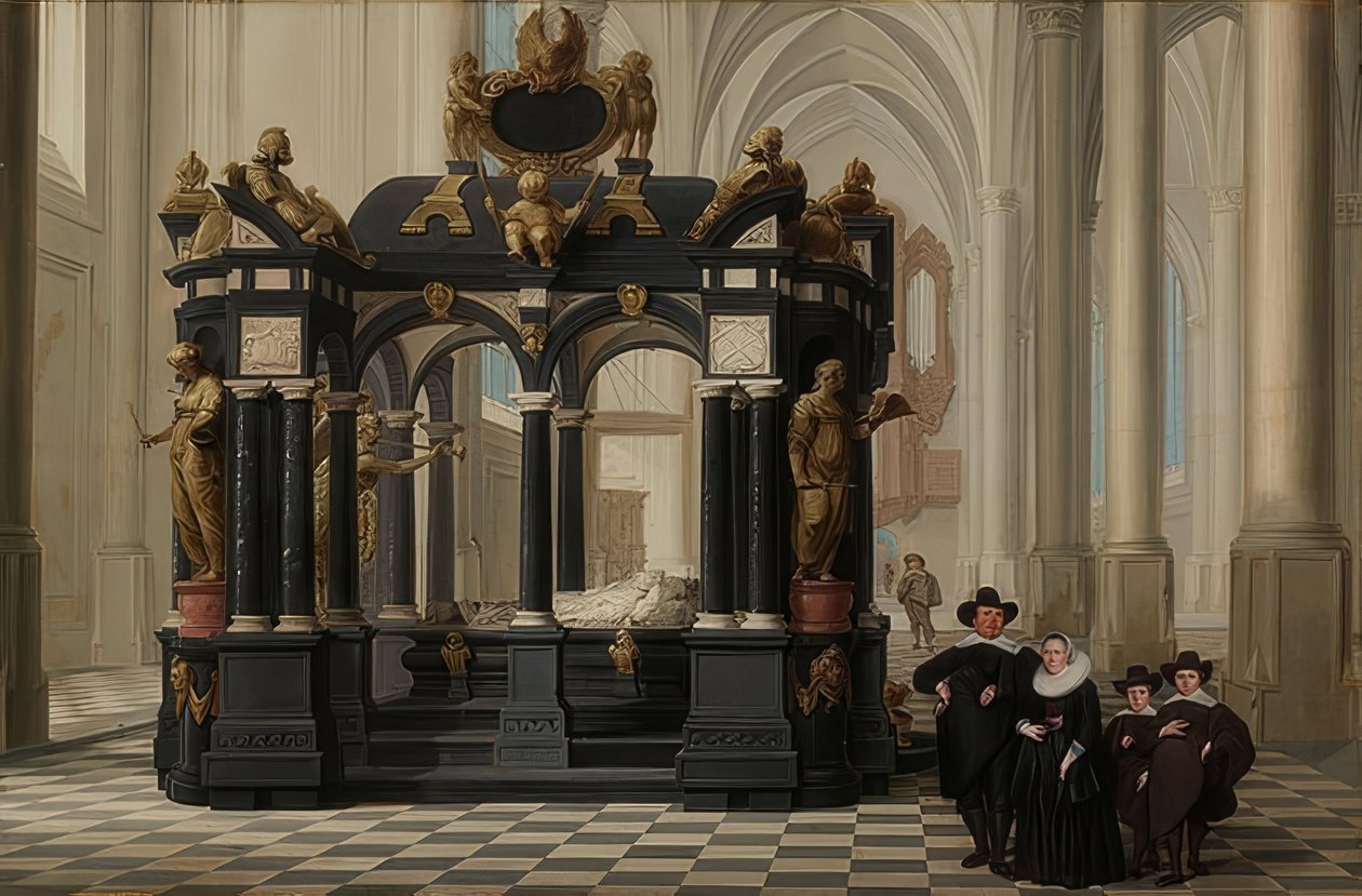 Une famille sur la tombe du prince William I à la Nieuwe Kerk, Delft - Dirck van Delen