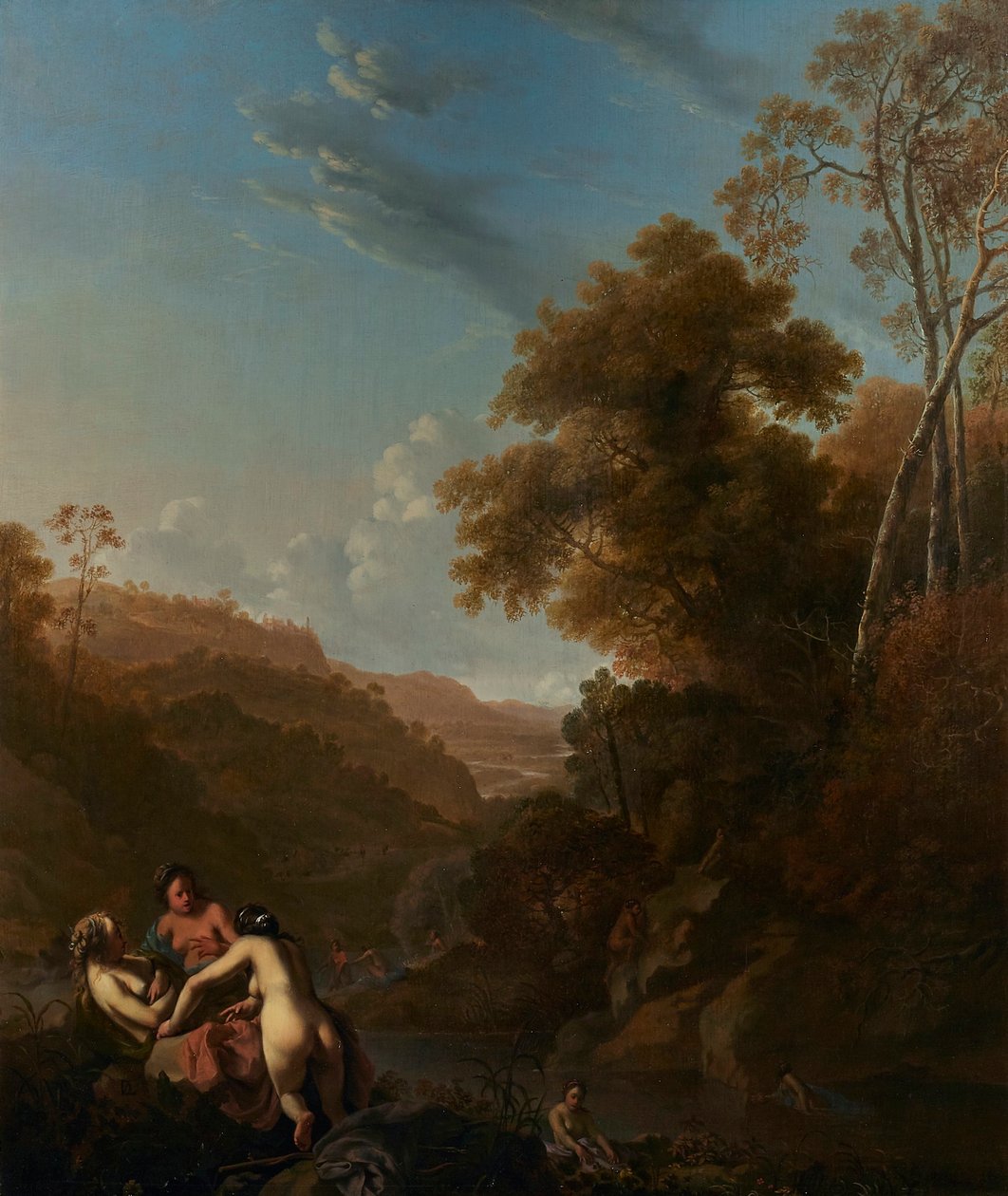 Dutch : Italianate landscape with nymphs bathing Italianate landscape with nymphs bathing - Dirck van der Lisse