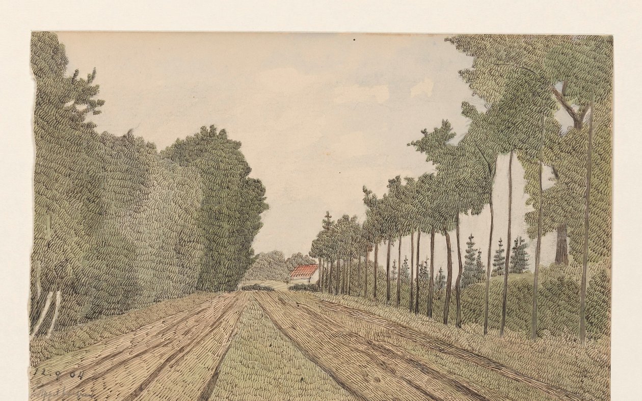 Paysage avec un bâtiment au loin - Dirk Arnoldus Tavenraat