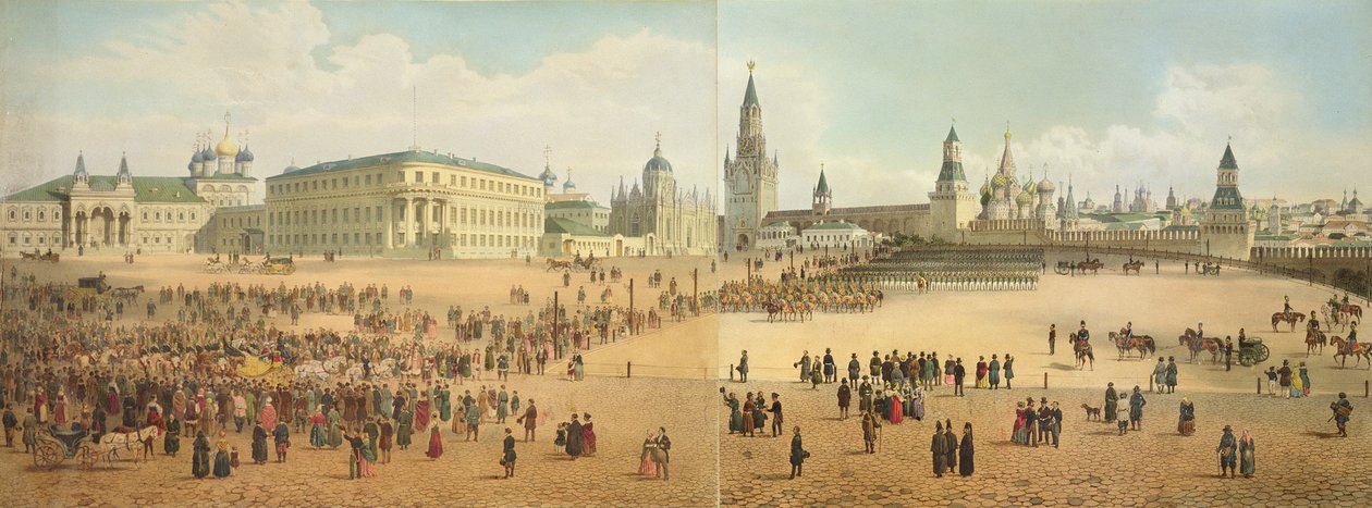 Le palais Nikolaievsky et la cathédrale Saint-Basile vus du Kremlin, d