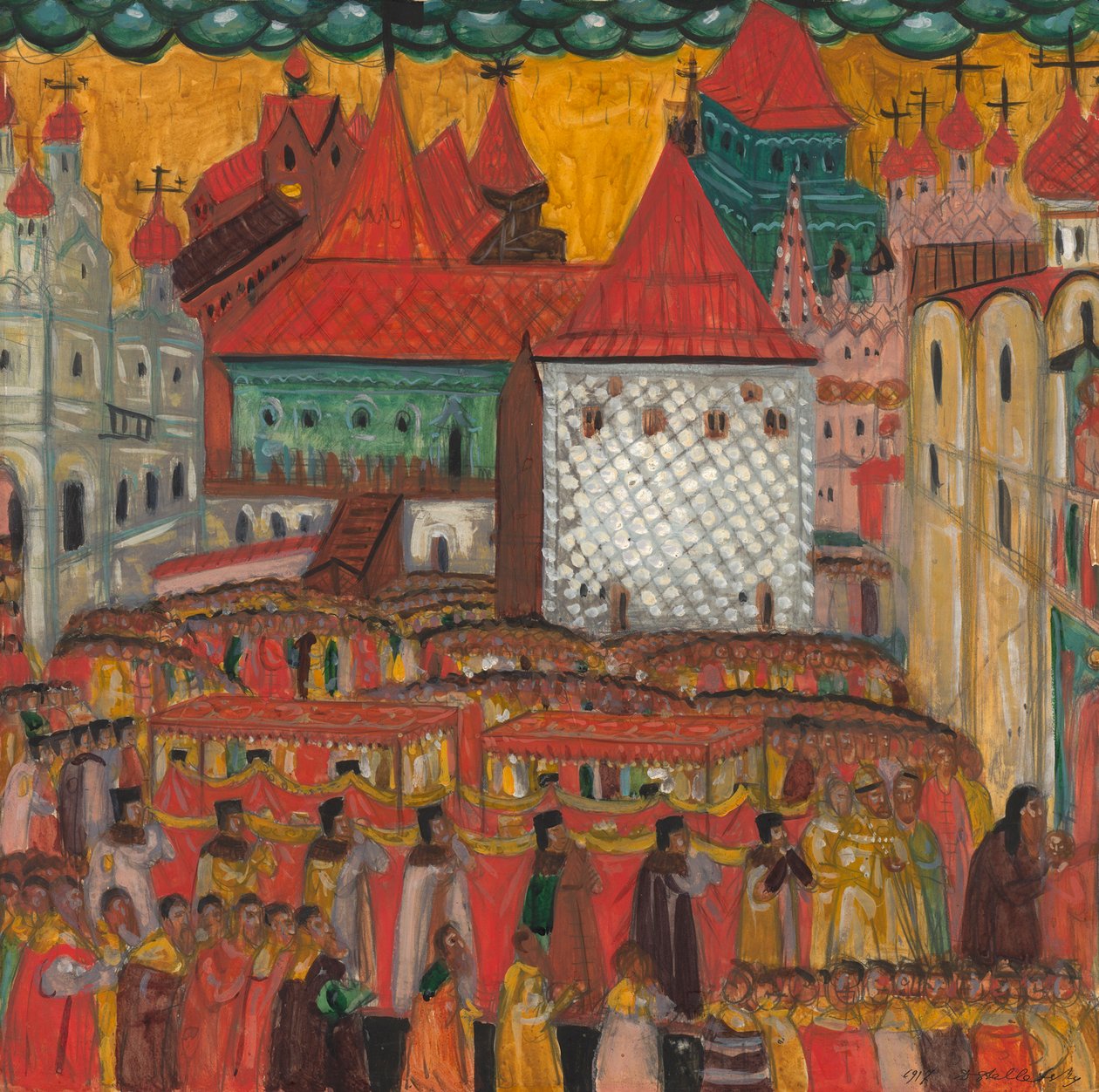 Procession de la Croix en célébration de la naissance de Pierre le Grand, 1917 - Dmitri Semyonovich Stelletsky