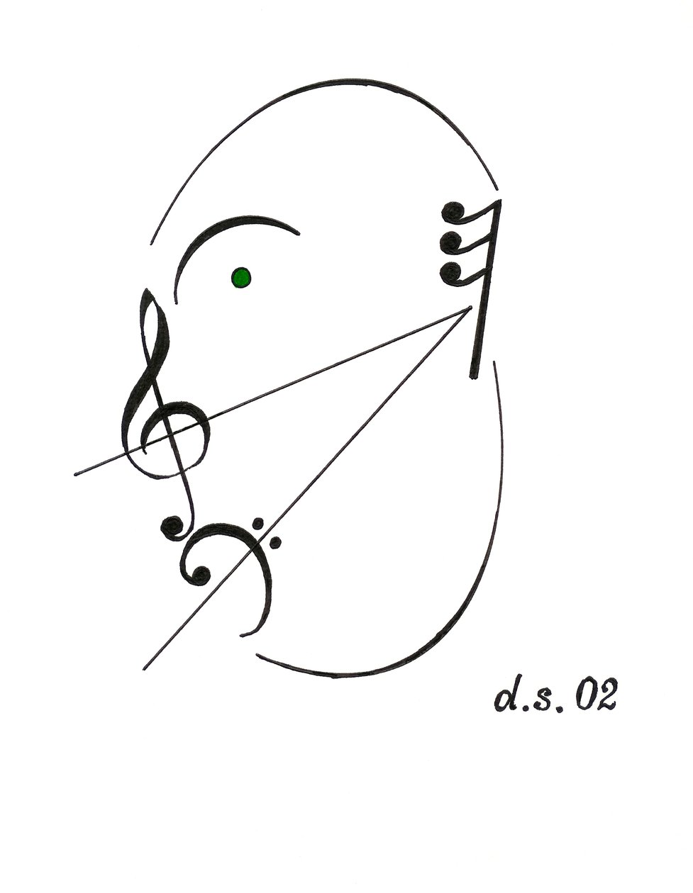 Visage Diminuendo - un visage chantant dessiné en utilisant le symbole musical du diminuendo et d