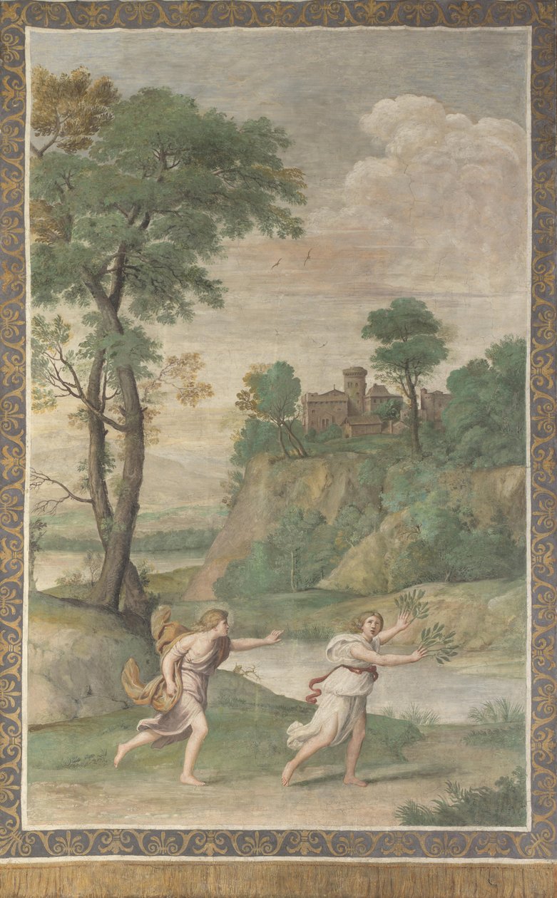 Apollon poursuivant Daphné Fresque de la Villa Aldobrandini, 1617-1618 - Domenichino