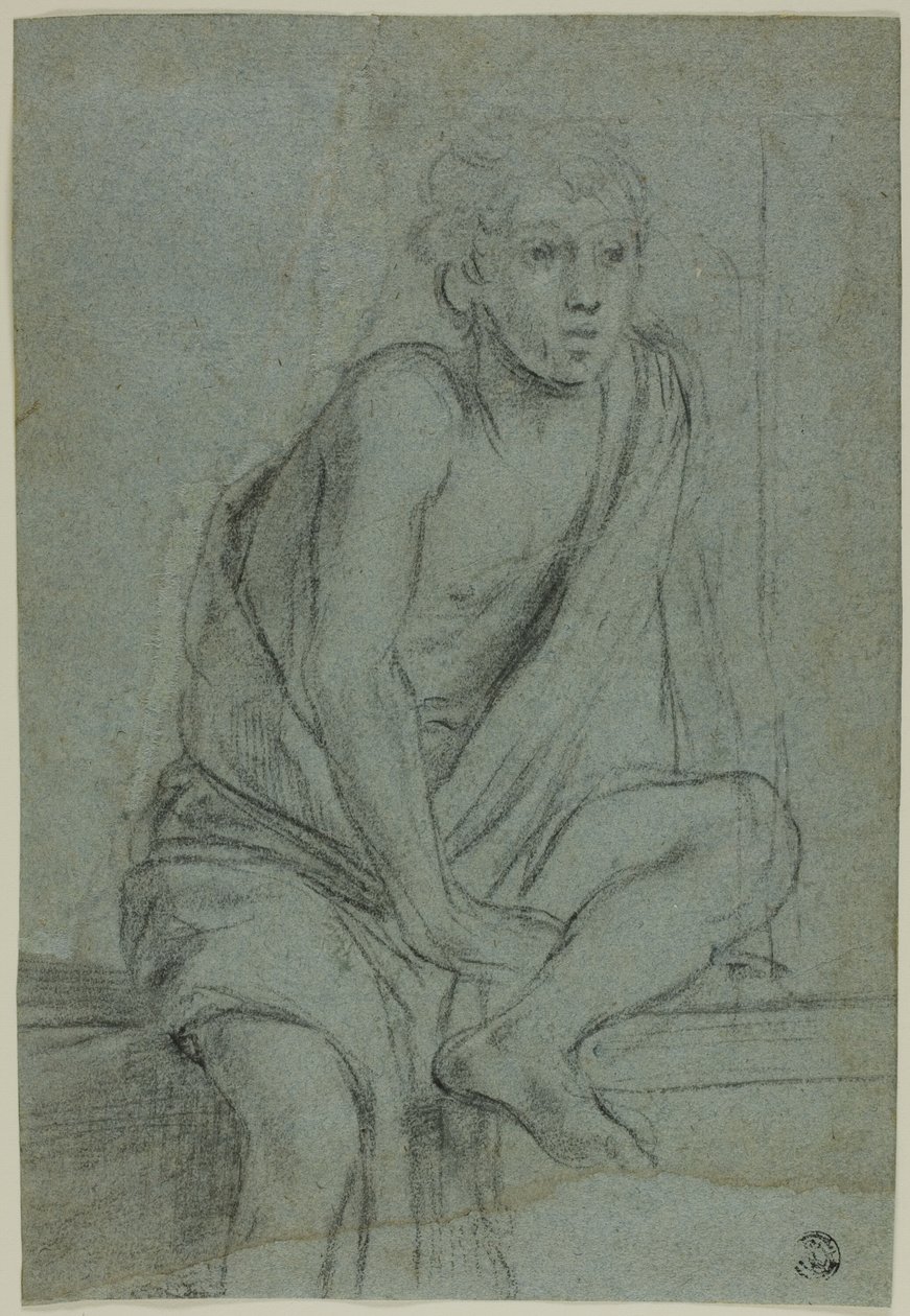 Jeune homme assis : Étude pour la flagellation de Saint André - Domenichino