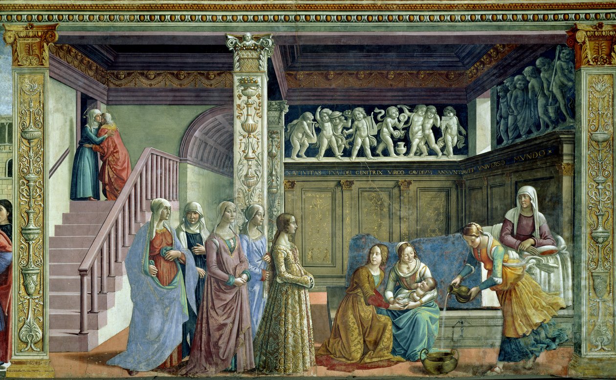 La naissance de la Vierge, 1486-90 - Domenico Ghirlandaio