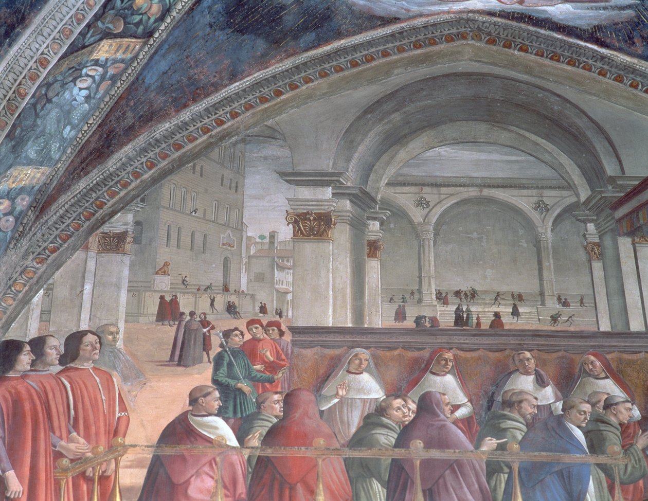 La Loggia et le Palazzo della Signoria, Chapelle Sassetti (détail) - Domenico Ghirlandaio